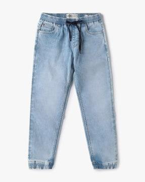 heavy-wash jogger jeans