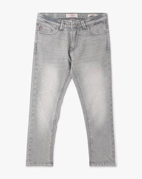 heavy-wash slim fit jeans