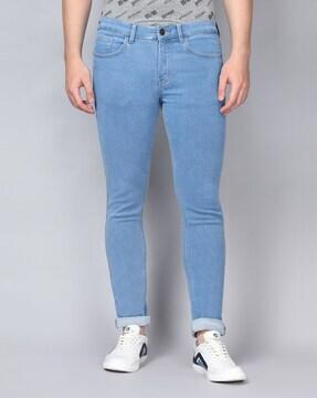 heavy-wash slim fit jeans