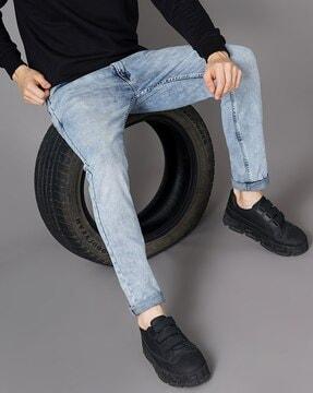 heavy-wash slim fit jeans