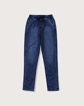 heavy-wash straight fit jeans