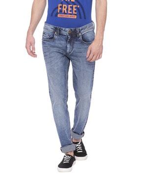 heavy-wash super skinny jeans