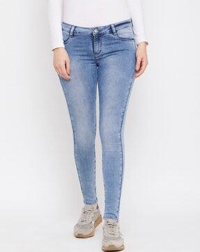 heavy-washed skinny jeans