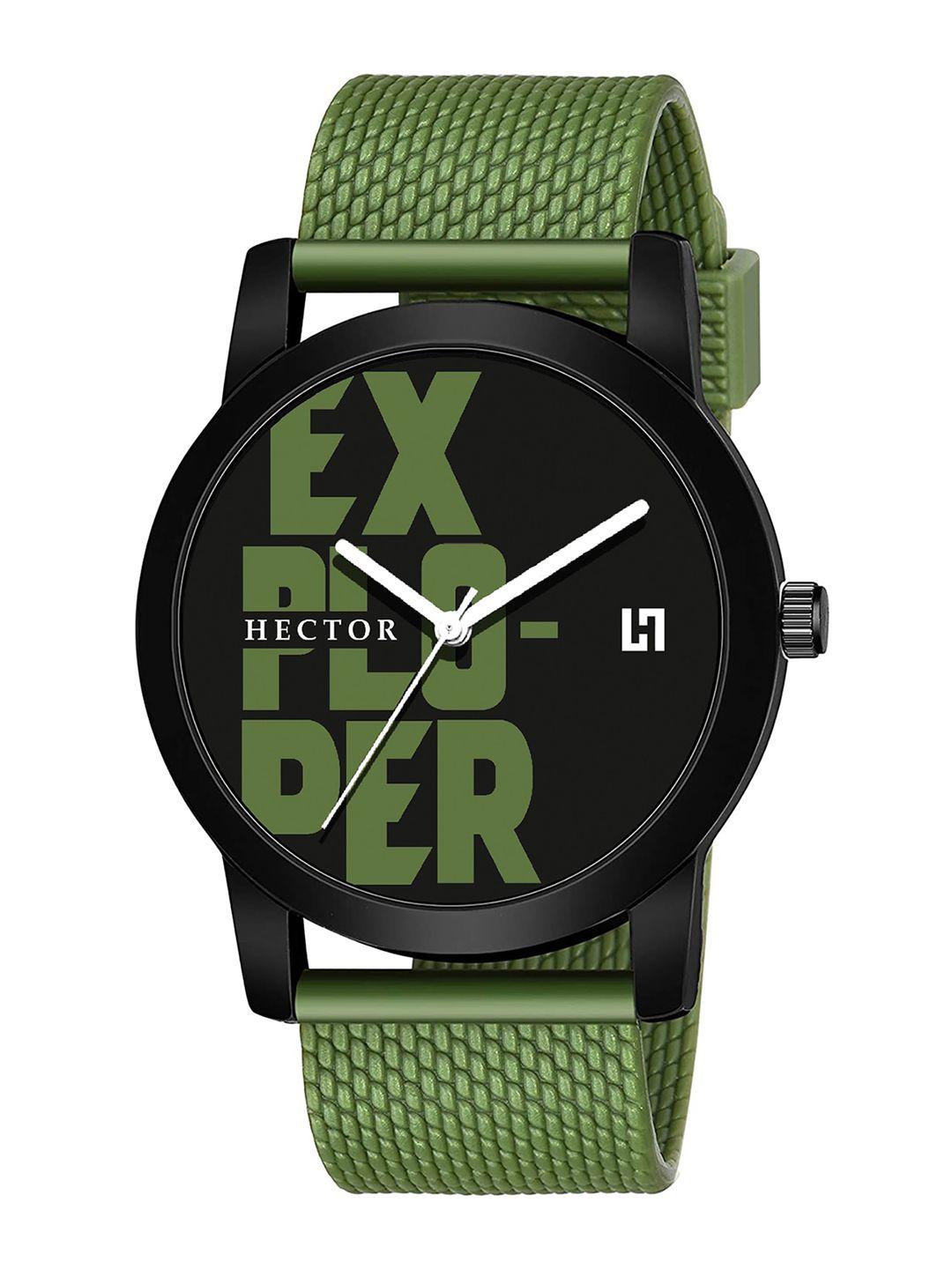 hector men green printed dial & green straps analogue watch hc25