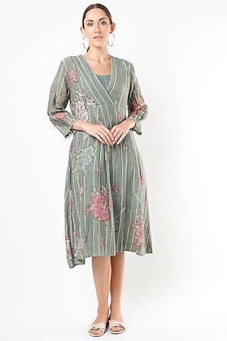 hedge green chanderi tunic