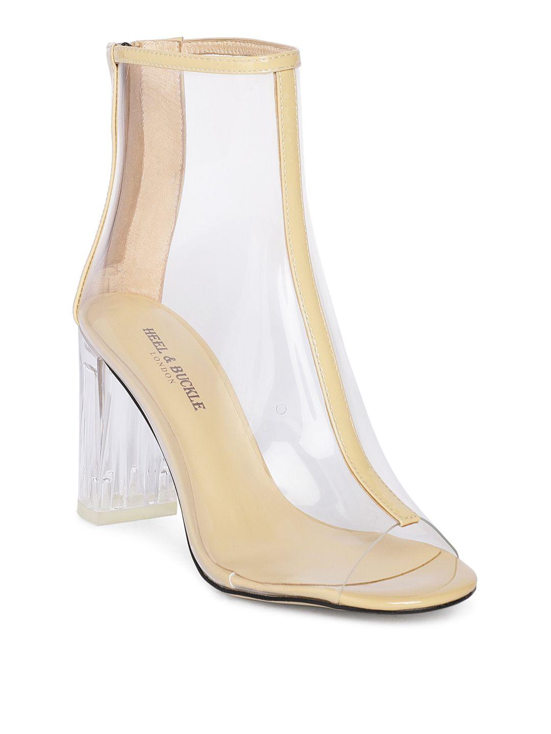 heel & buckle london women beige solid heeled boots