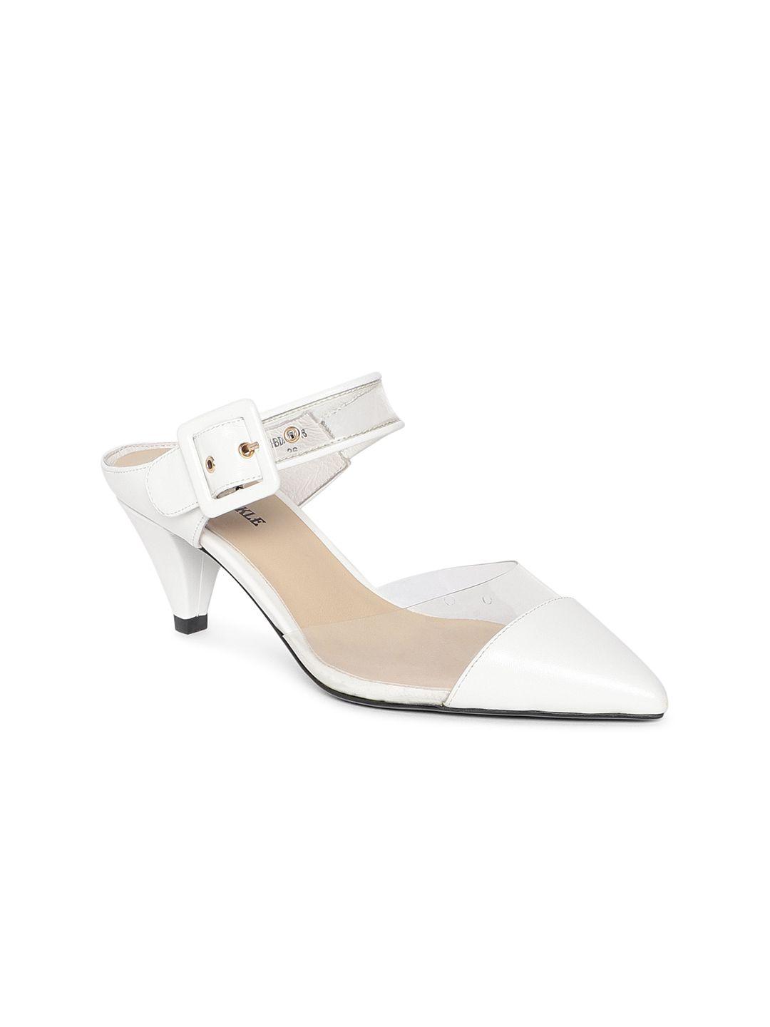 heel & buckle london women white solid block heels