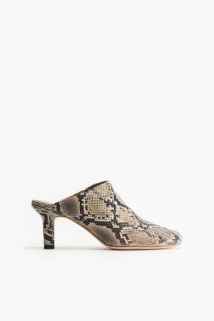 heeled leather mules