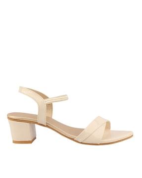 heeled sandals with synthetic upper