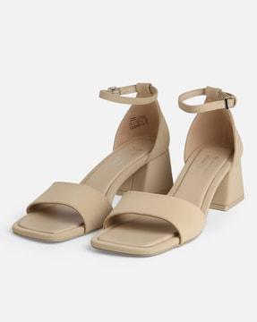 heeled sandals with ankle-loop