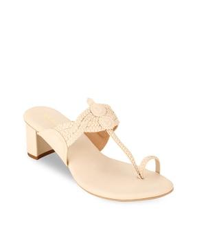 heeled sandals with synthetic upper