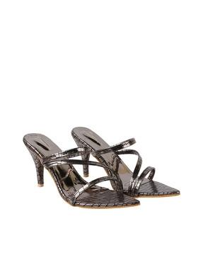 heeled sandals with synthetic upper