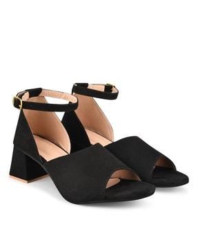 heeled sandals with synthetic upper