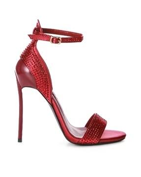 heeled sandals with synthetic upper