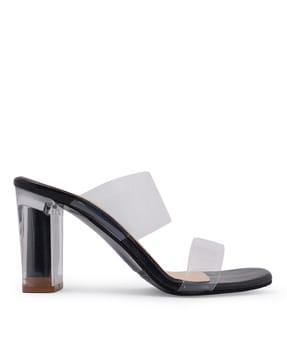 heeled sandals with synthetic upper