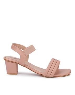 heeled sandals with synthetic upper