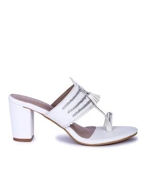 heeled sandals with synthetic upper