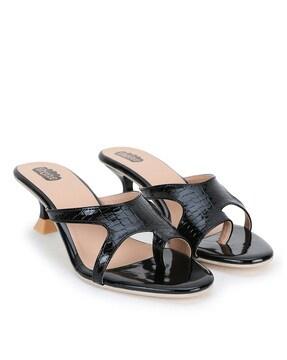 heeled sandals with synthetic upper