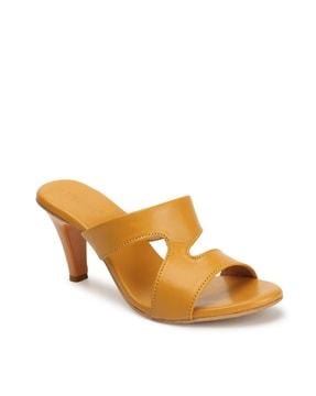 heeled sandals with synthetic upper