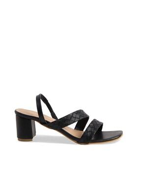 heeled sandals with synthetic upper