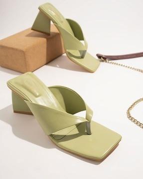 heeled sandals with synthetic upper