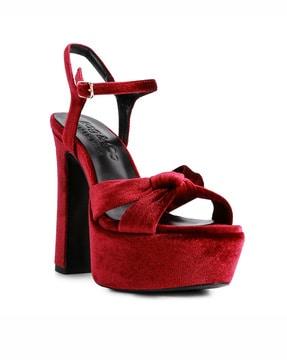 heeled sandals with velvet upper