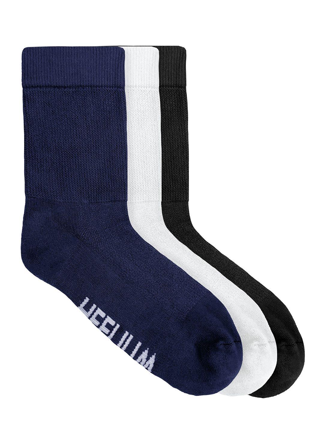 heelium unisex navy blue & black pack of 3 calf length socks