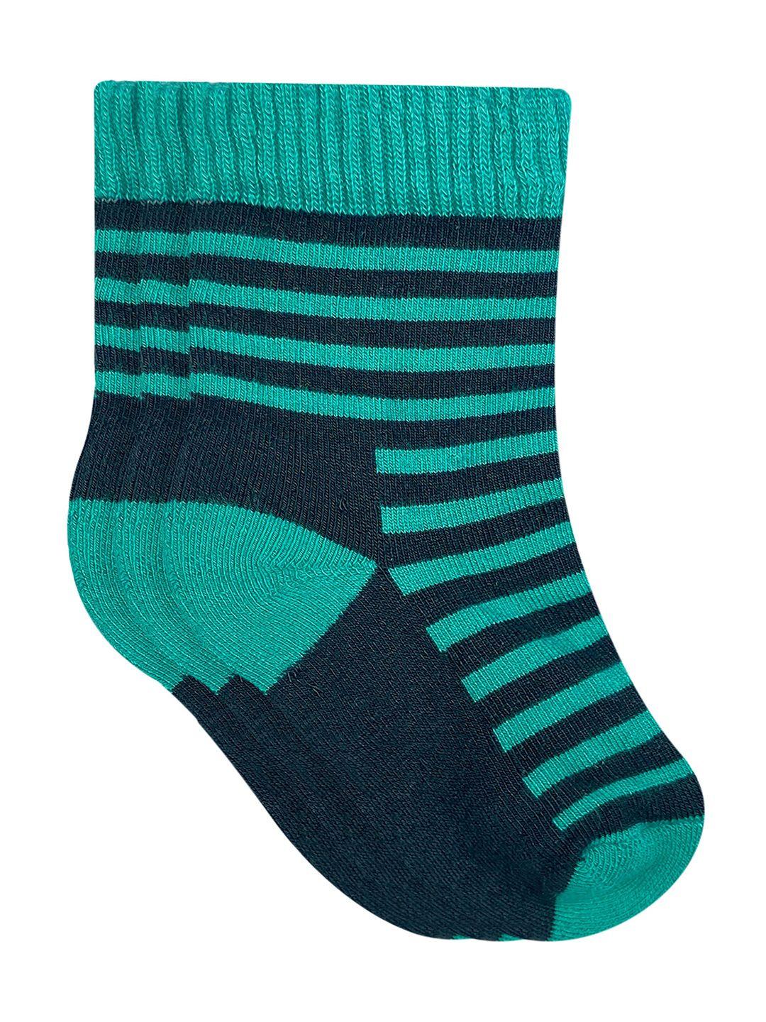 heelium kids pack of 3 teal green striped calf length bamboo socks