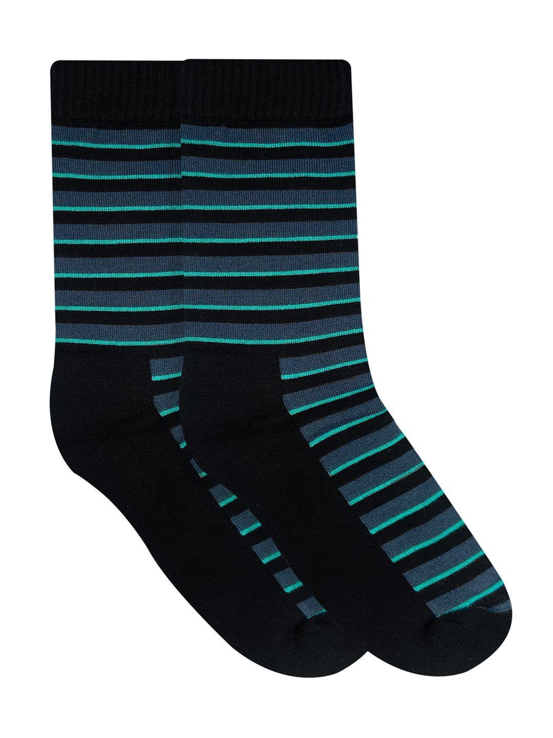 heelium men black striped bamboo calf length socks