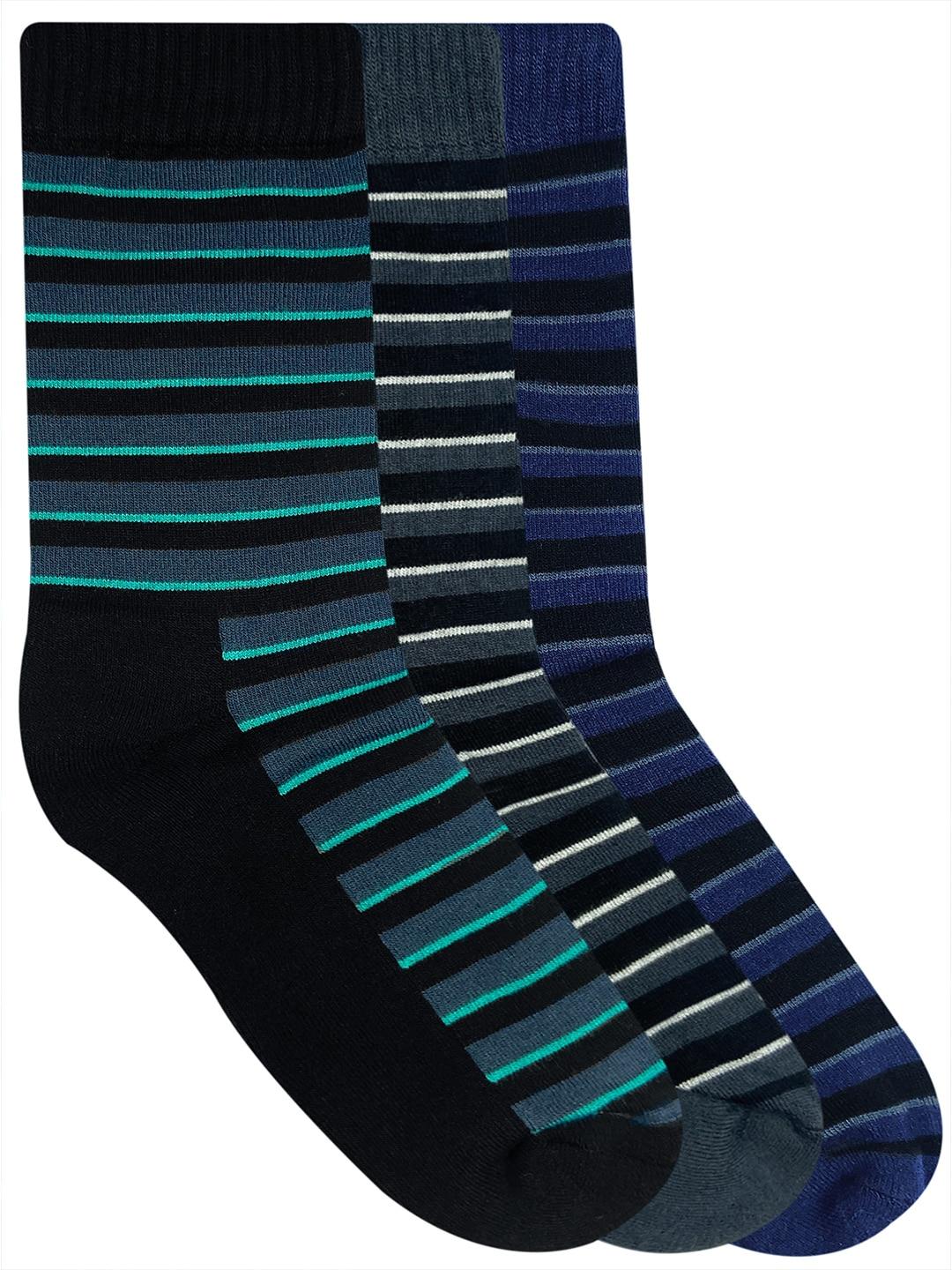 heelium men set of 3 striped bamboo calf length socks