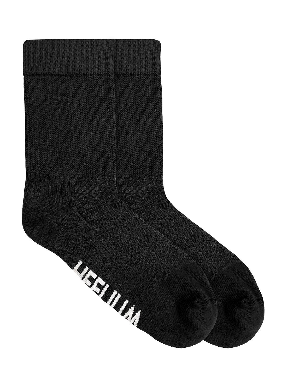 heelium unisex black pack of 2 calf length socks