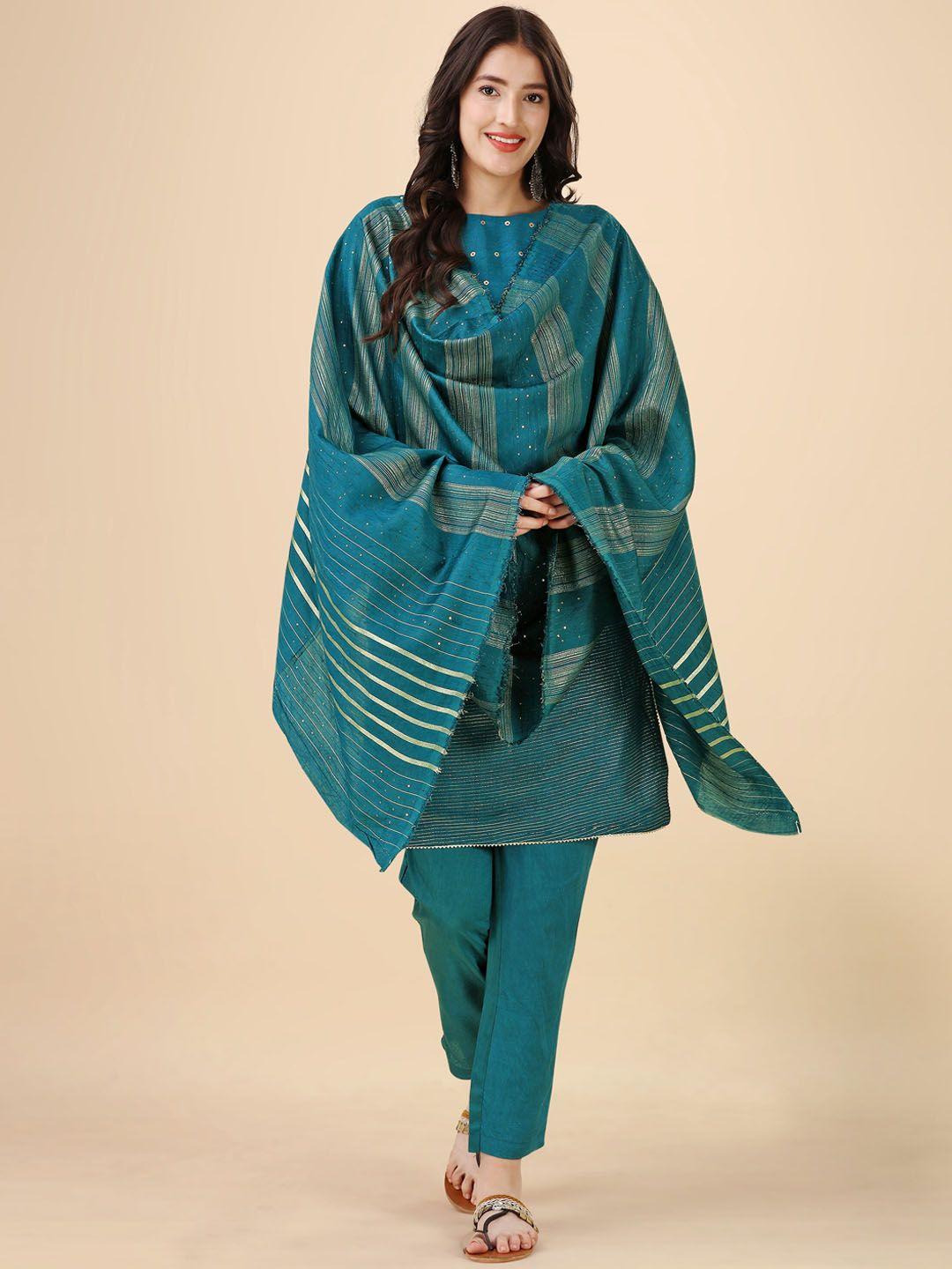 heemara woven design chanderi silk kurta with trousers & with dupatta