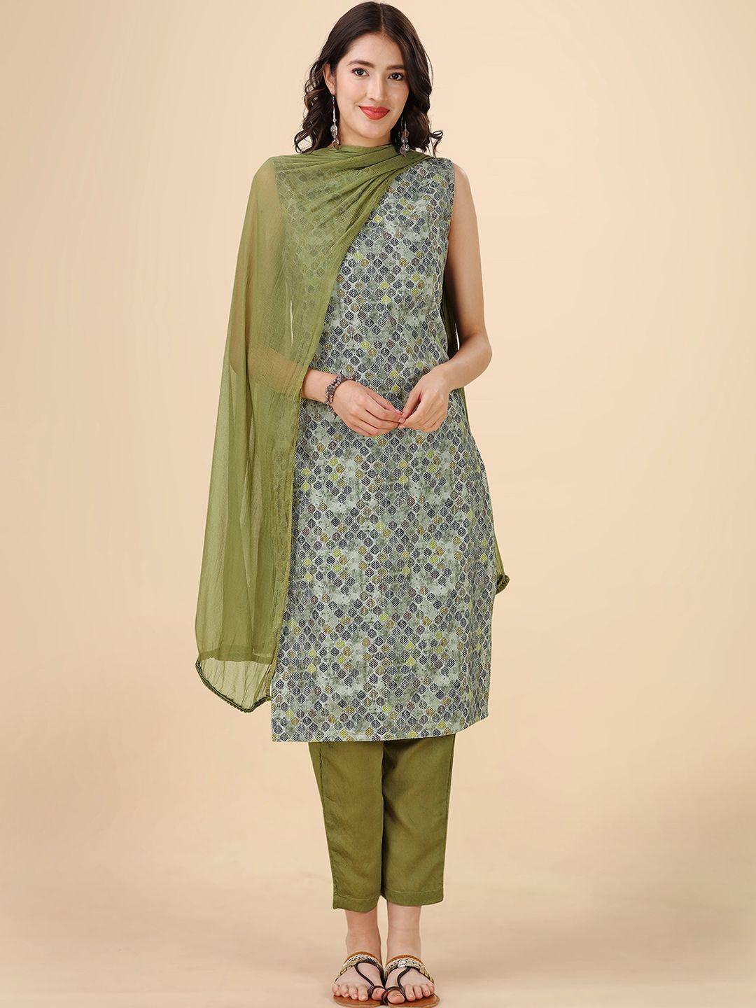 heemara ethnic motifs printed  pure cotton kurta with trousers & with dupatta