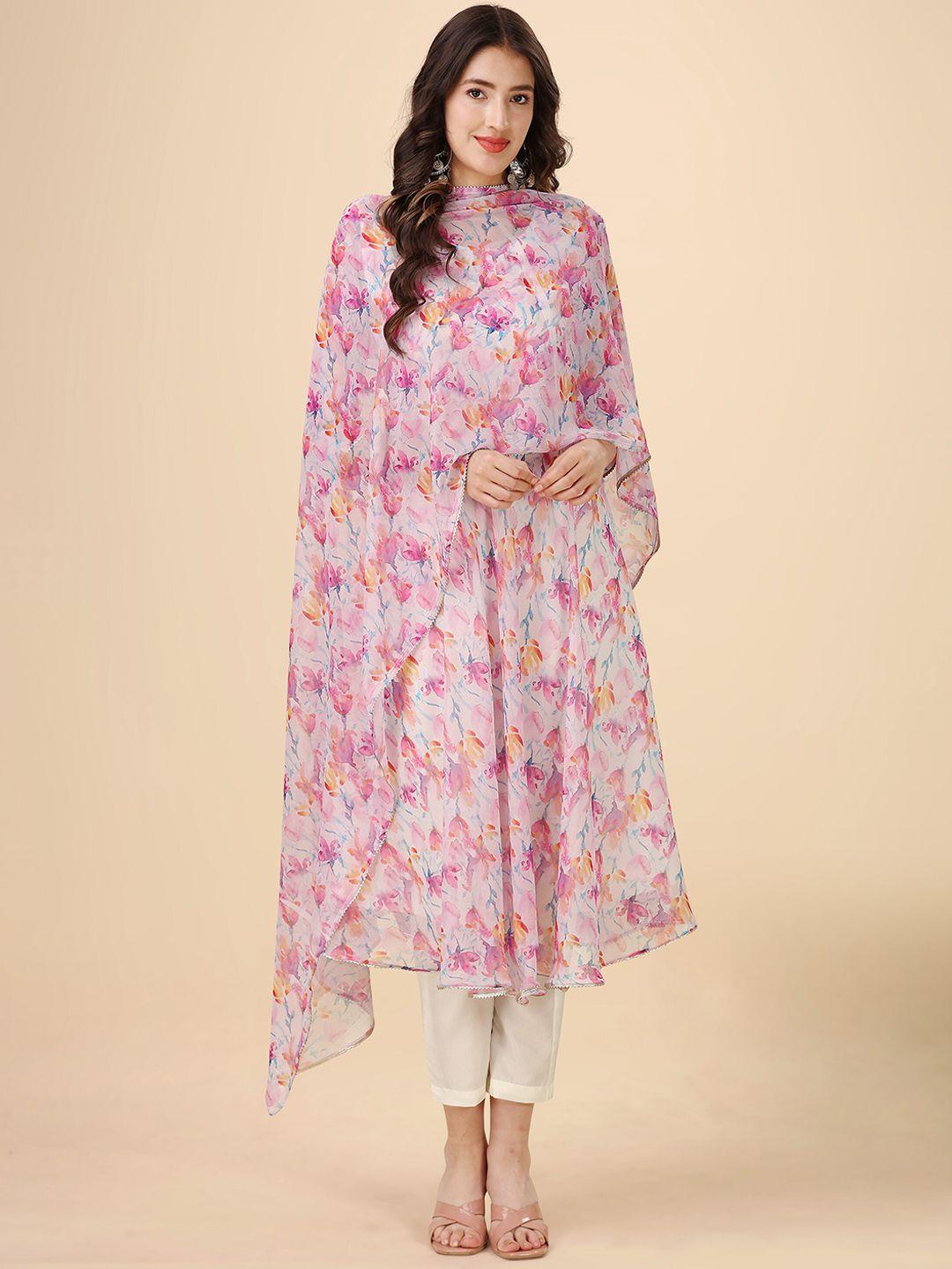 heemara floral dyed anarkali kurta with trousers & dupatta