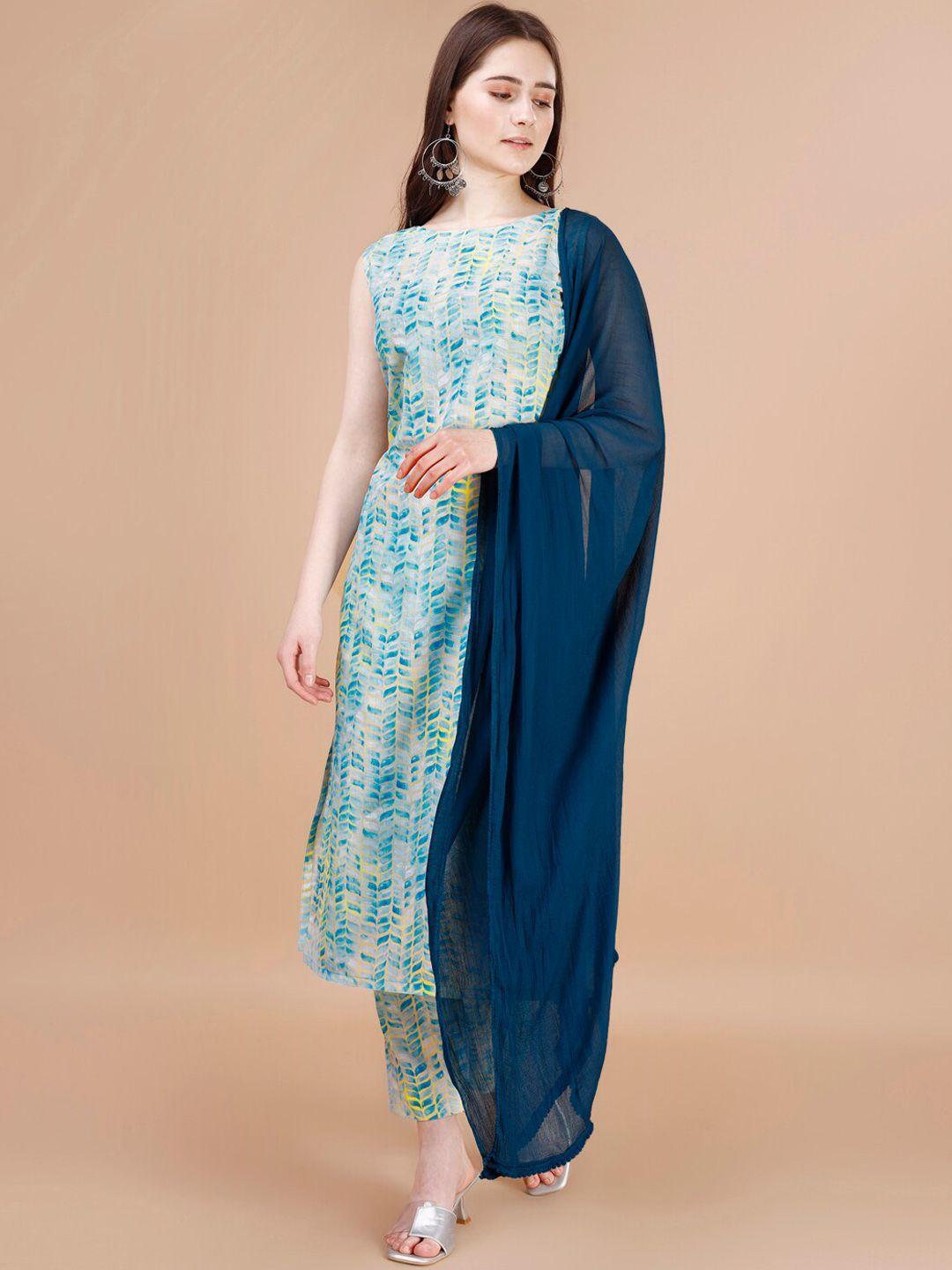 heemara women printed regular kurta with trousers & with dupatta