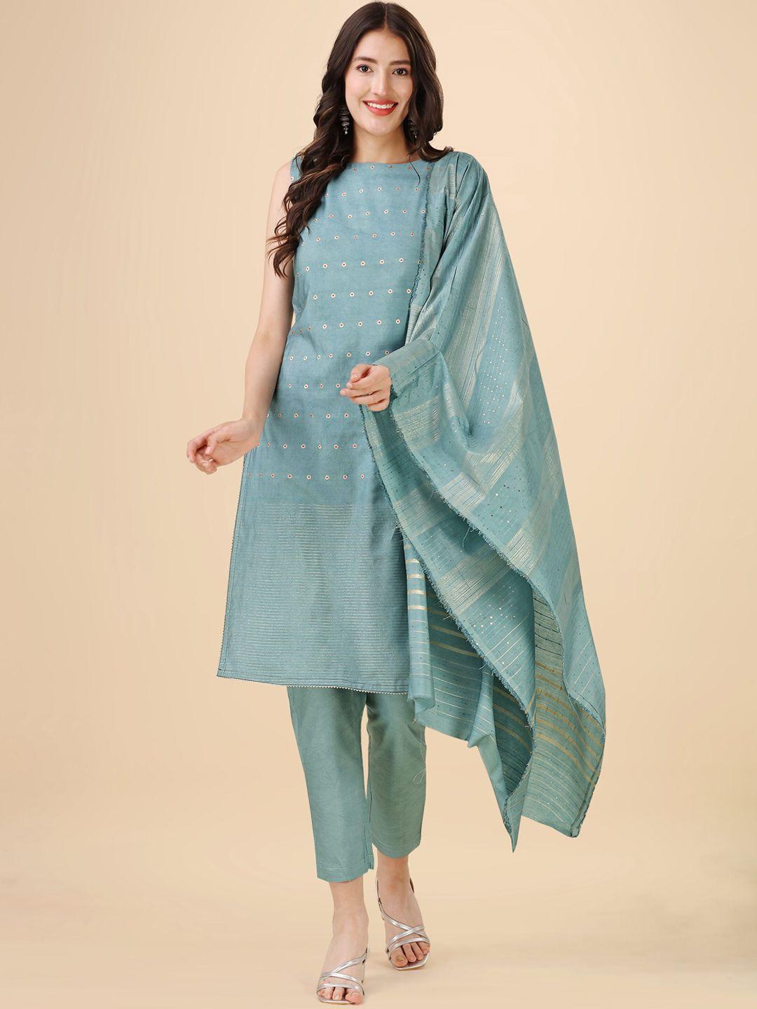 heemara woven design chanderi silk kurta with trousers & with dupatta