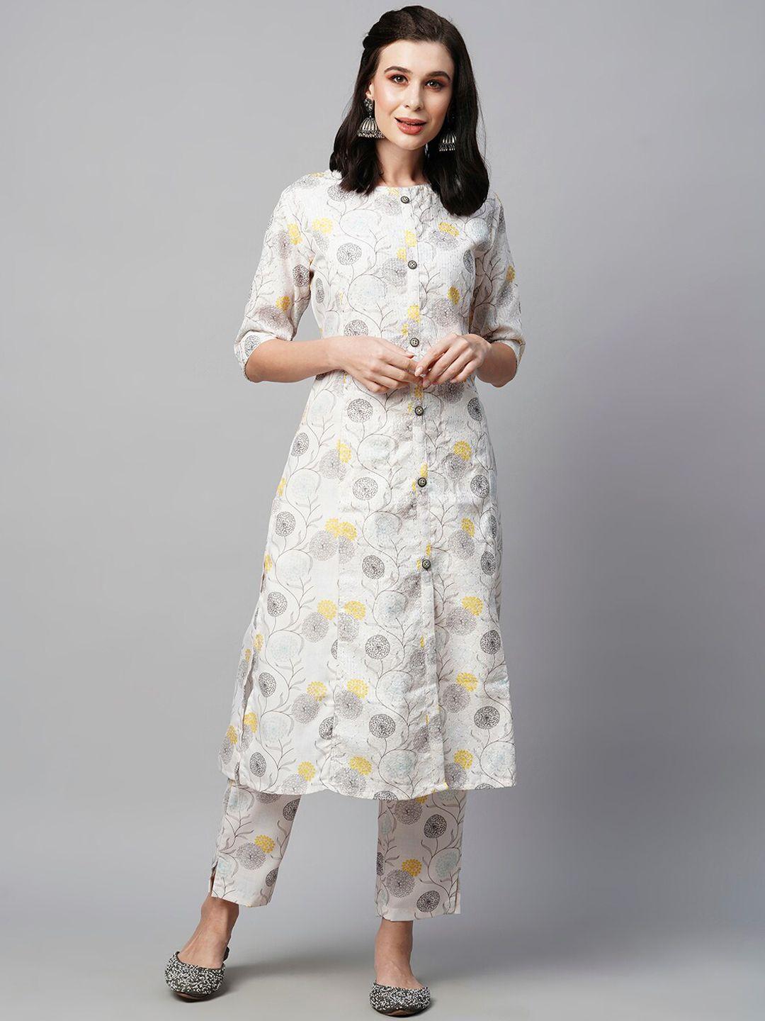 heeposh floral printed regular a-line kurta with trousers