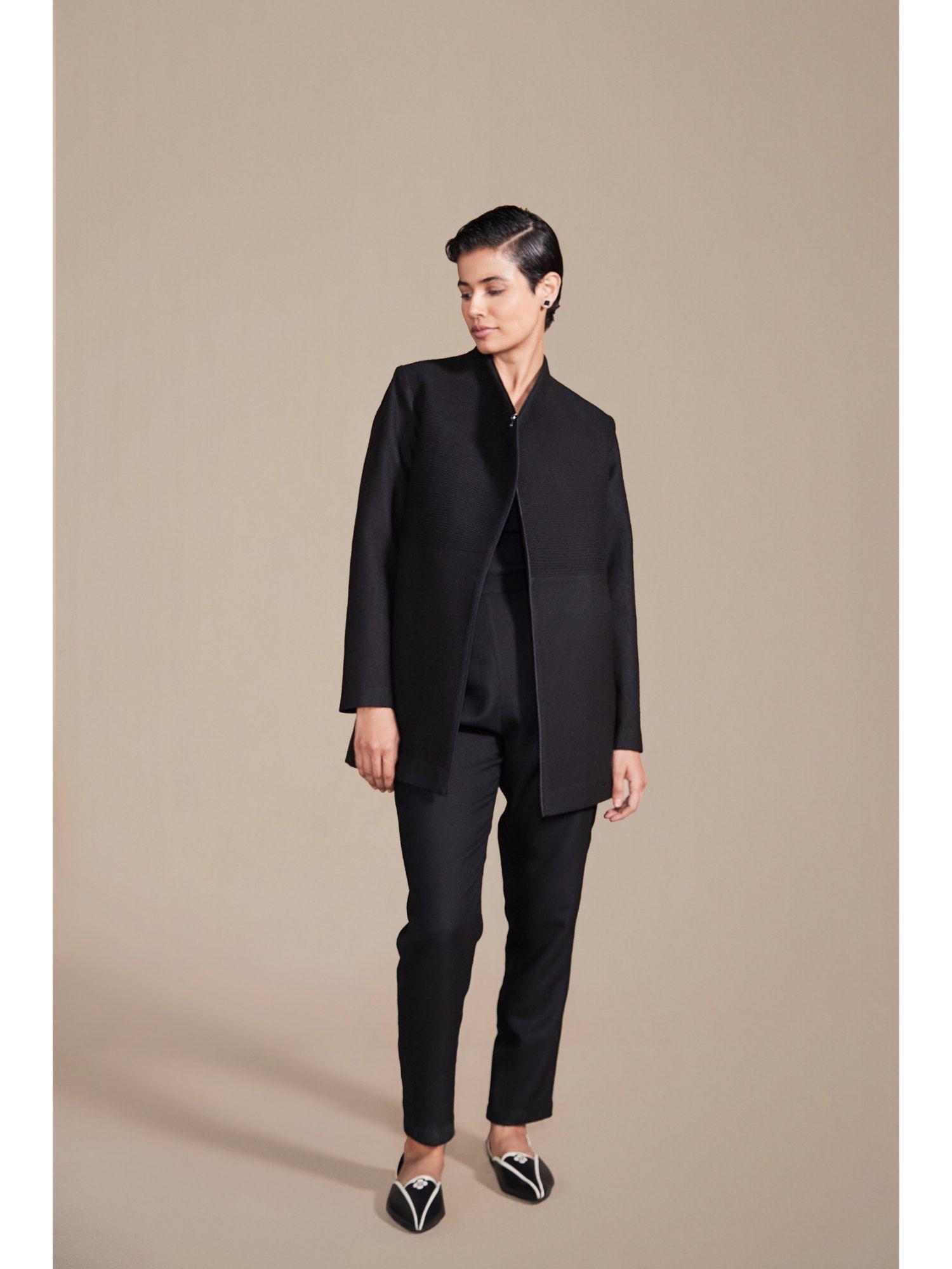 heer black textured jacket