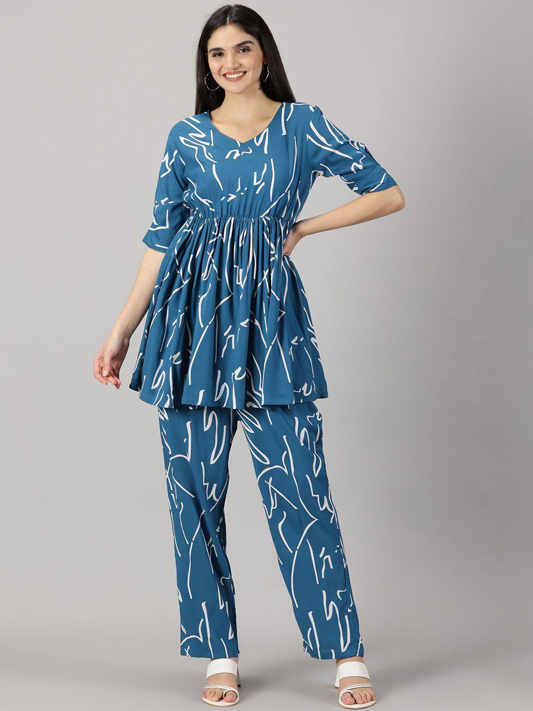 heeraji printed tunic with trousers co-ords