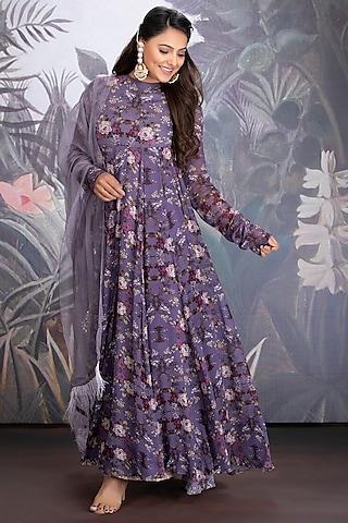 heirloom lilac printed anarkali set