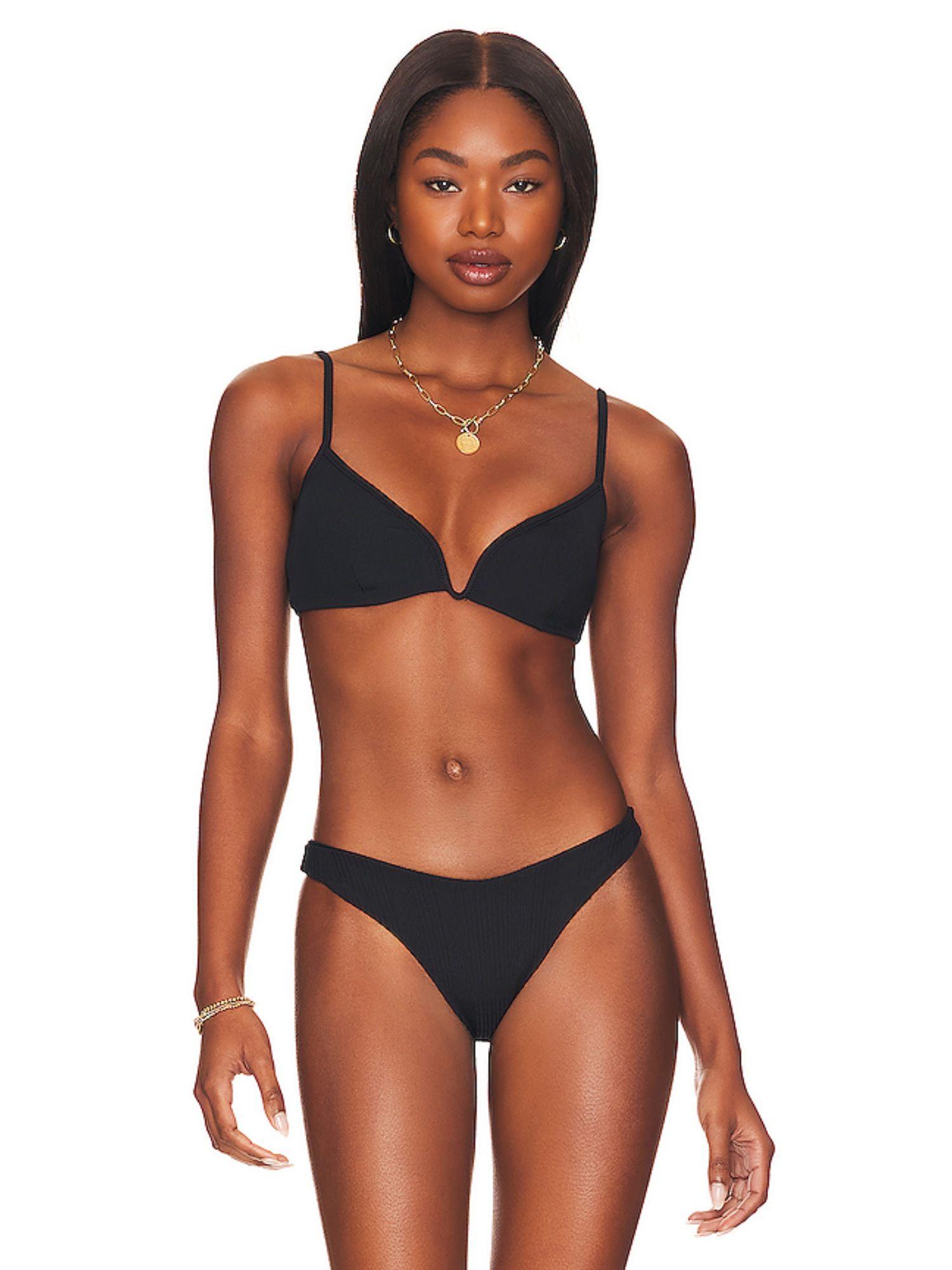 helena ribbed bikini top black