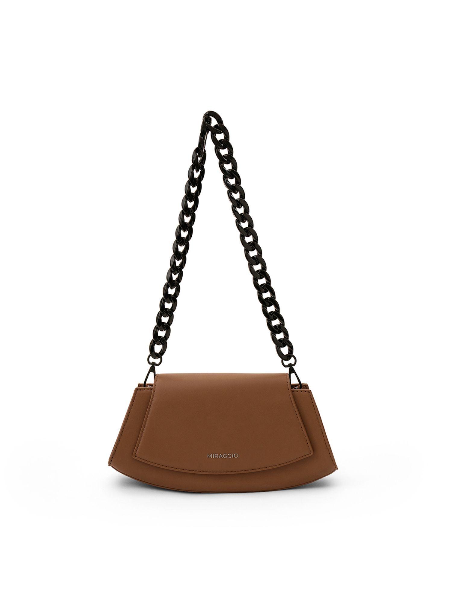 helene shoulder bag for women with crossbody/sling strap - brown