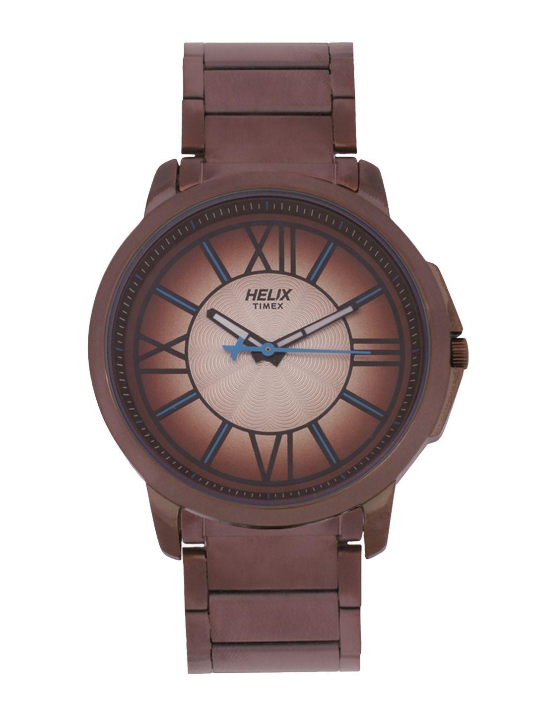 helix men brown analogue watch tw027hg31