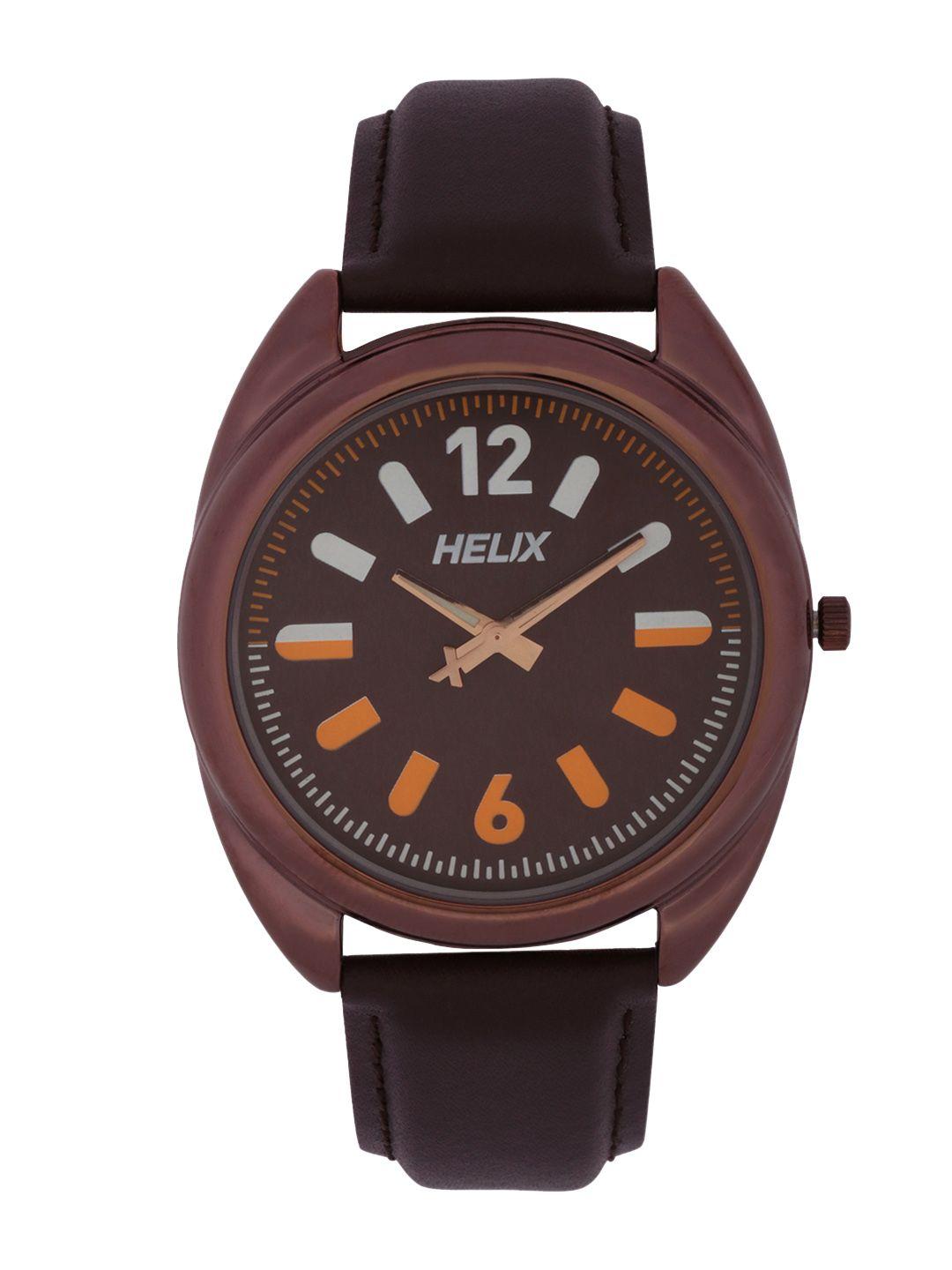 helix men brown analogue watch tw038hg02