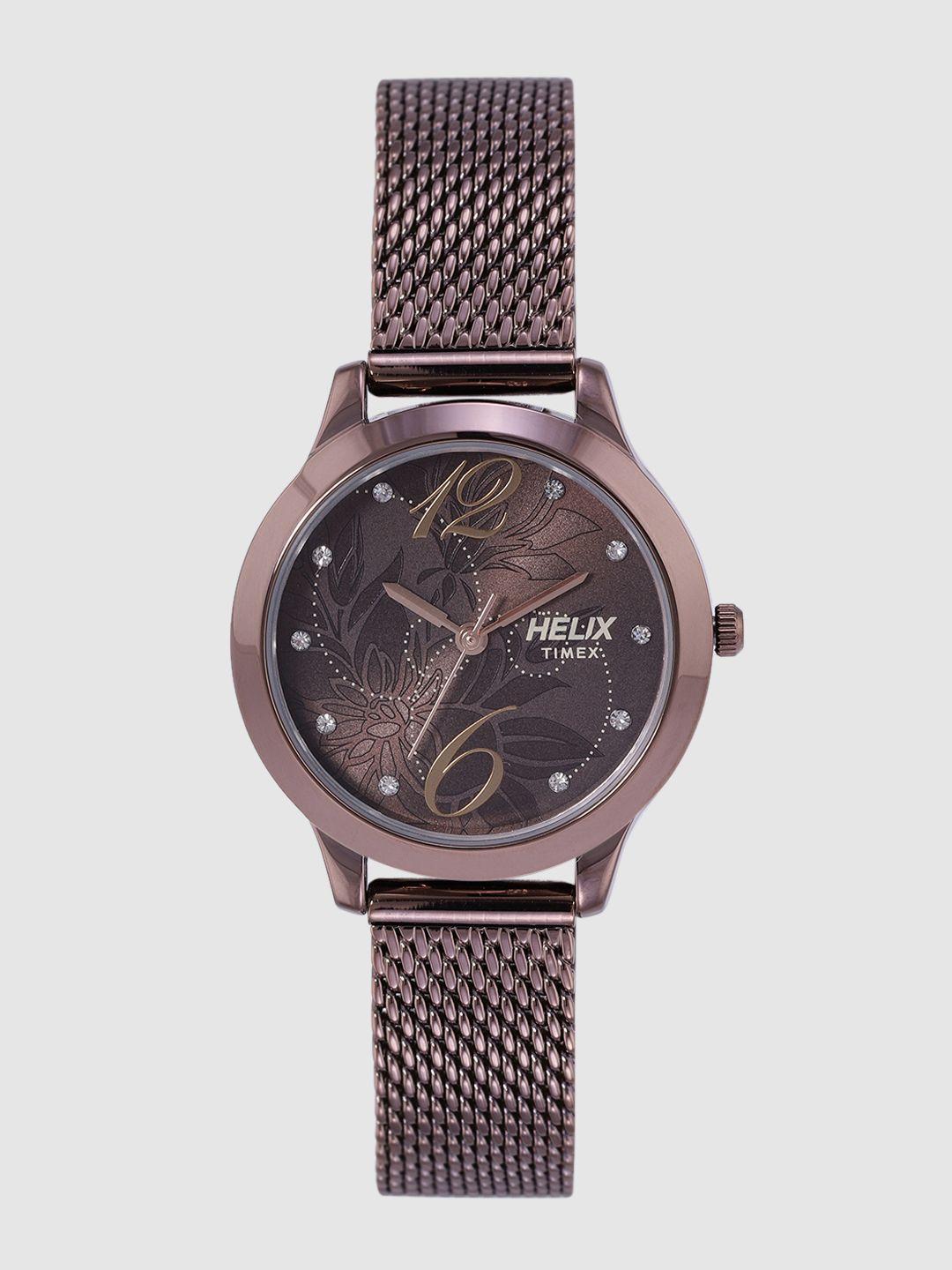 helix women brown analogue watch - tw022hl19