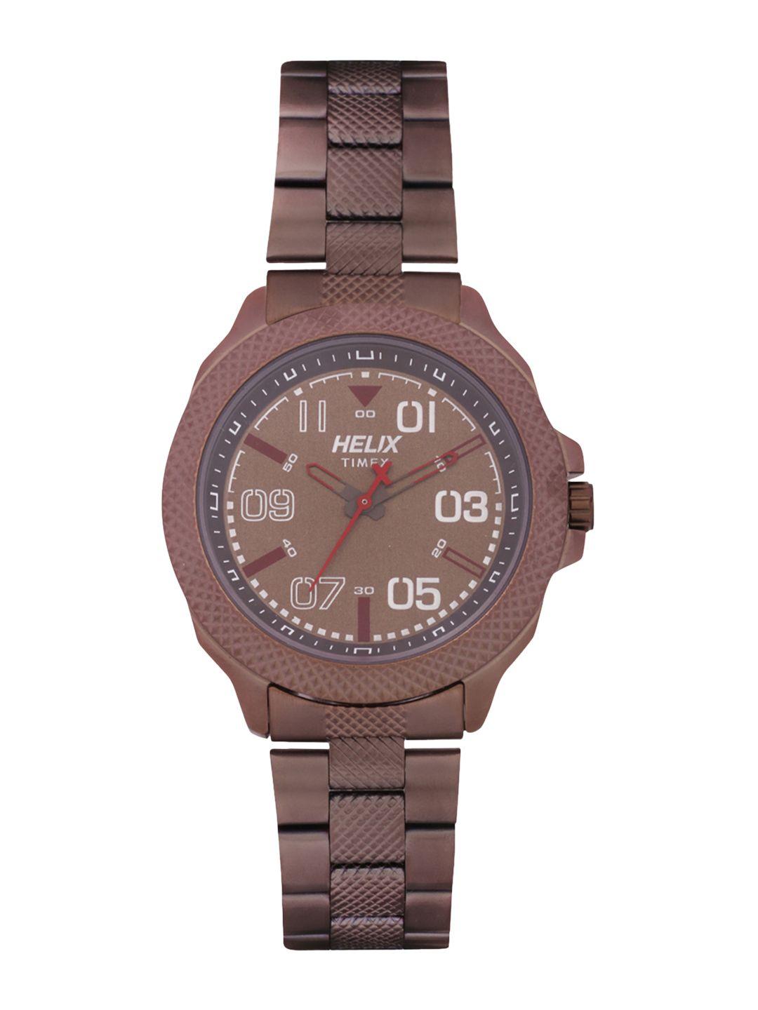 helix men brown analogue watch tw034hg11