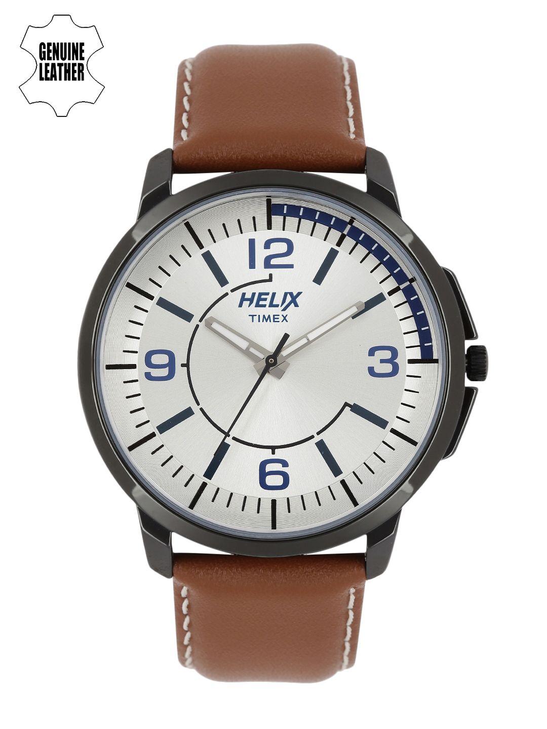 helix men silver-toned analogue watch - tw027hg14