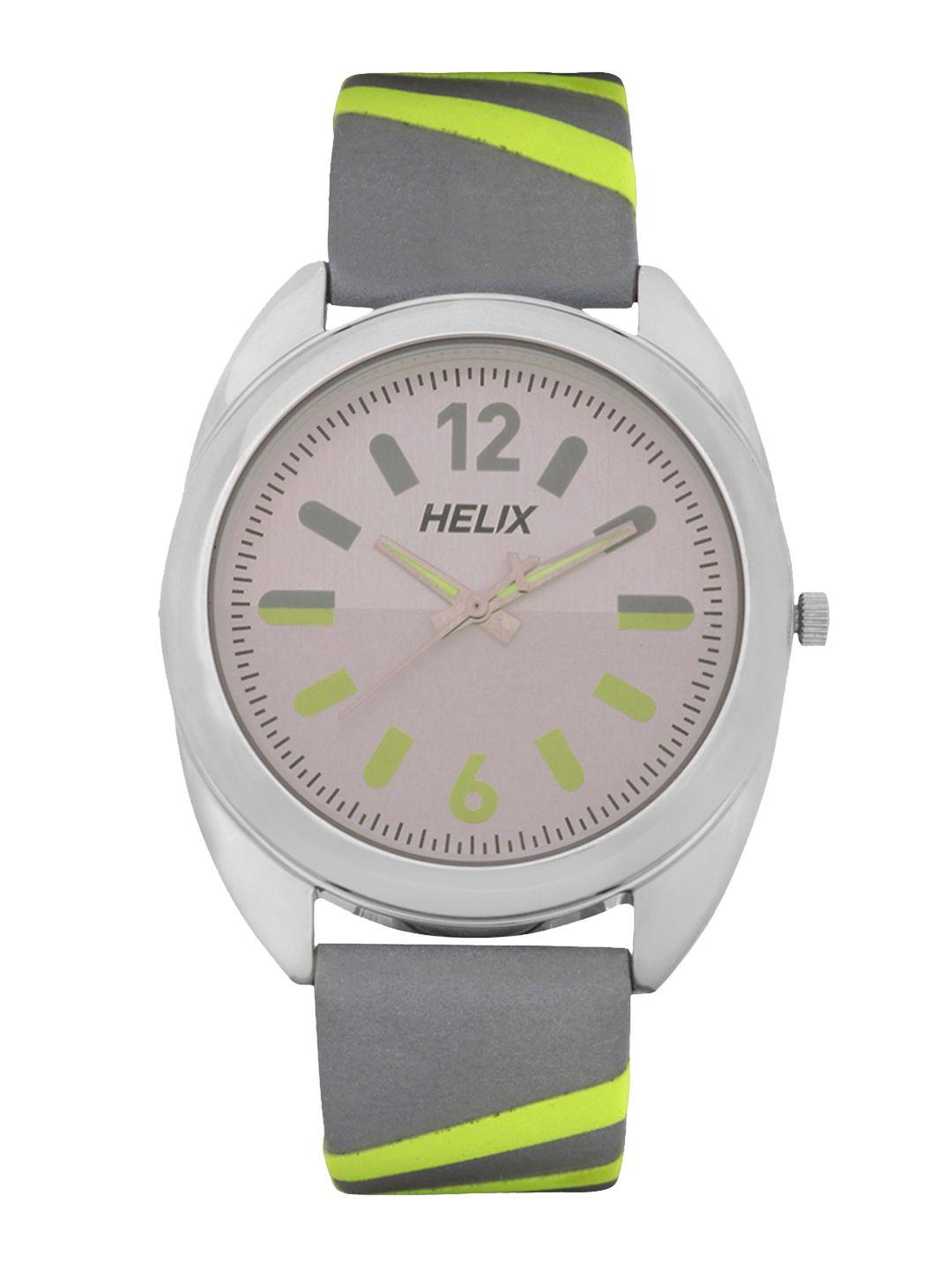 helix men silver-toned analogue watch