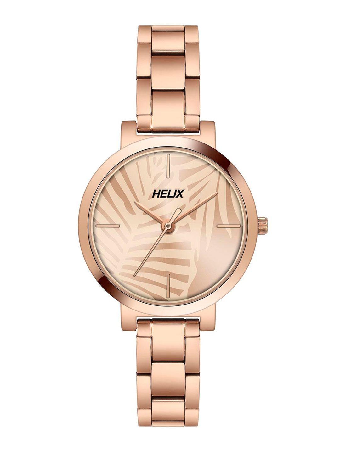 helix women brass dial & bracelet style straps analogue watch- tw041hl18