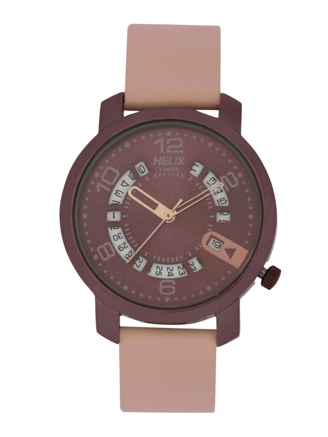 helix women brown analogue watch tw032hl28